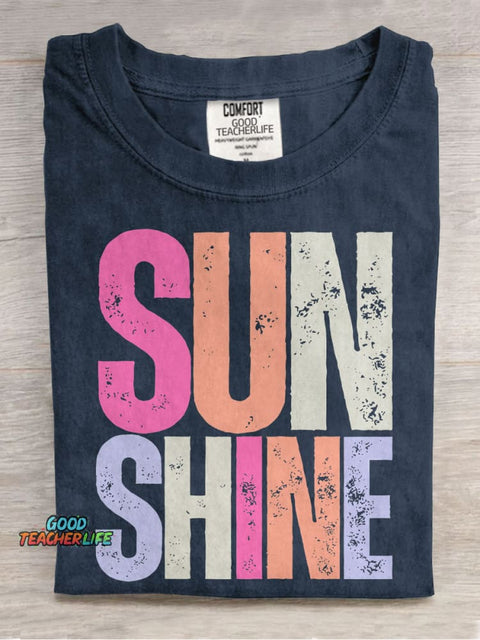 Hello Sunshine Casual Print T-shirt
