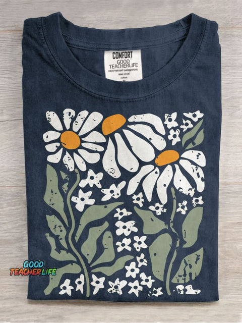 Boho Daisy Flower Casual Print T-shirt