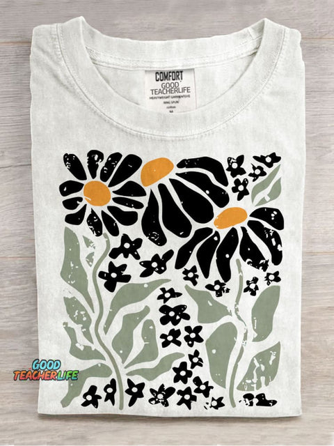 Boho Daisy Flower Casual Print T-shirt