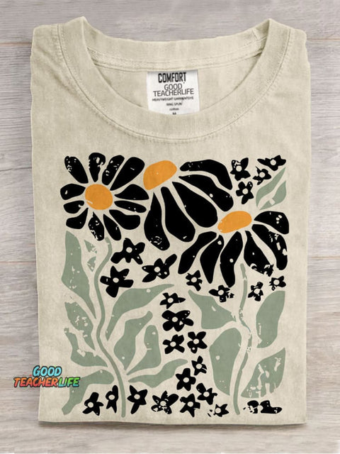 Boho Daisy Flower Casual Print T-shirt