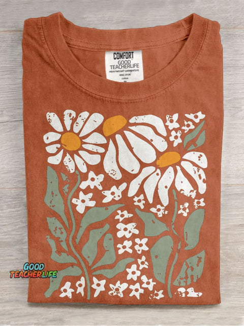 Boho Daisy Flower Casual Print T-shirt