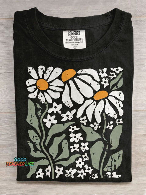 Boho Daisy Flower Casual Print T-shirt