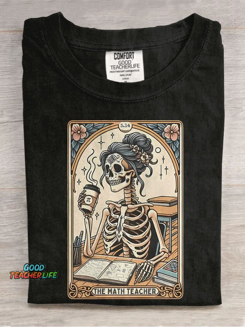 He Math Teacher Tarot Card Casual Print T-shirt