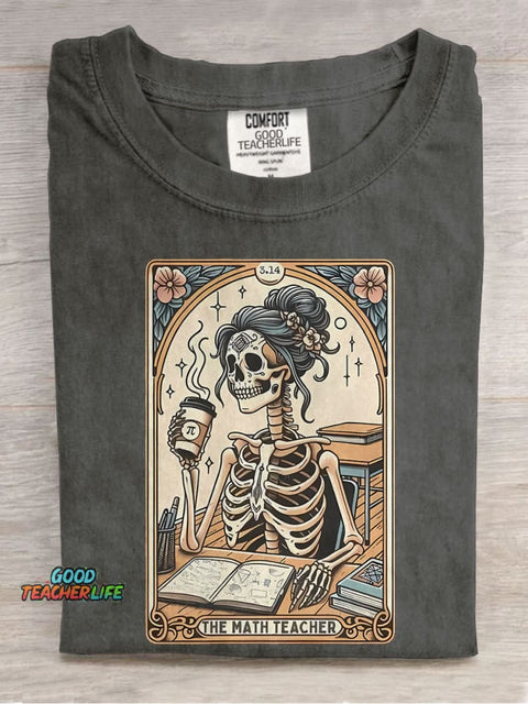 He Math Teacher Tarot Card Casual Print T-shirt