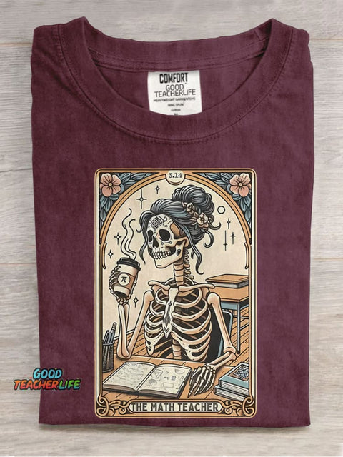 He Math Teacher Tarot Card Casual Print T-shirt