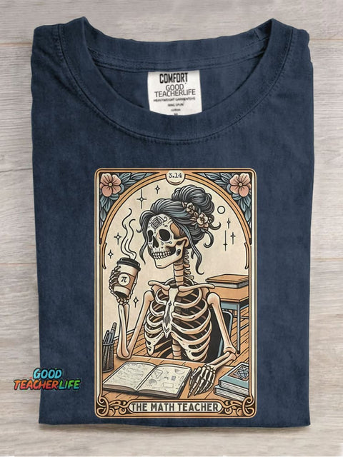 He Math Teacher Tarot Card Casual Print T-shirt