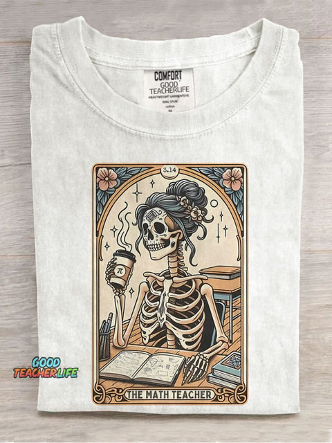 He Math Teacher Tarot Card Casual Print T-shirt
