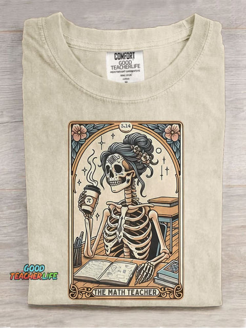 He Math Teacher Tarot Card Casual Print T-shirt