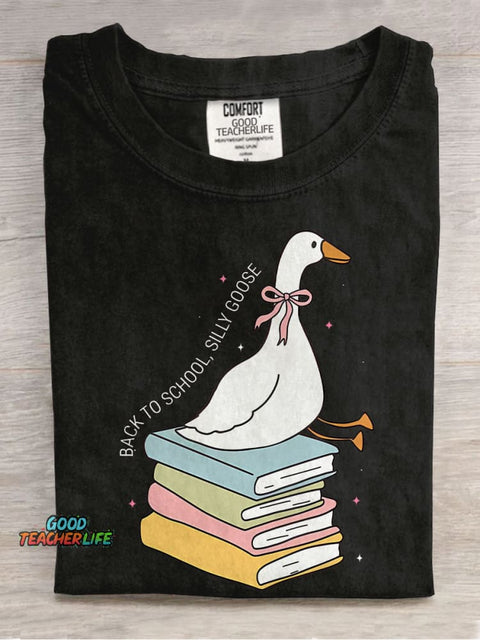 Silly Goose Back To School Casual Print T-shirt
