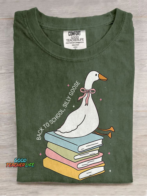 Silly Goose Back To School Casual Print T-shirt