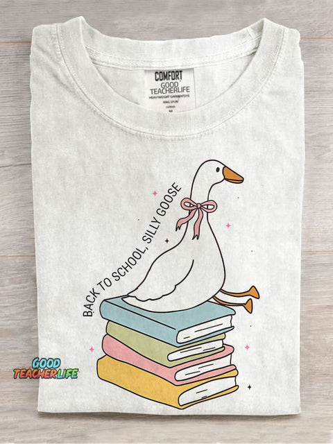 Silly Goose Back To School Casual Print T-shirt