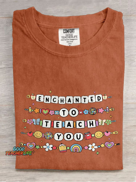 Teacher Friendship Bracelet Enchanted To Teach You Casual Print T-shirt