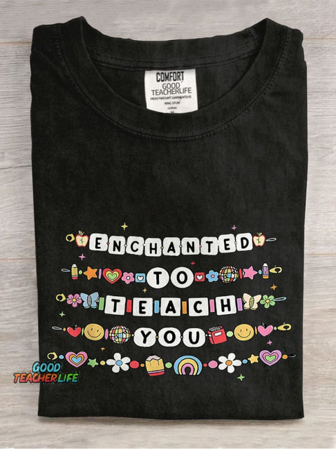 Teacher Friendship Bracelet Enchanted To Teach You Casual Print T-shirt