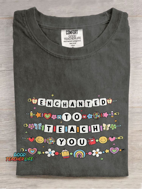 Teacher Friendship Bracelet Enchanted To Teach You Casual Print T-shirt