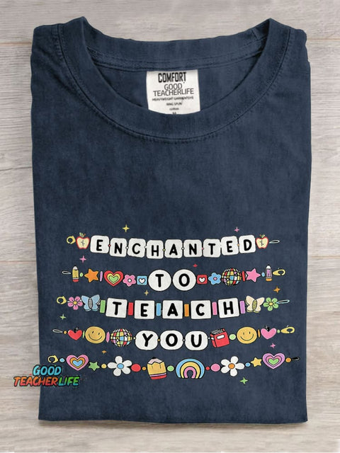 Teacher Friendship Bracelet Enchanted To Teach You Casual Print T-shirt