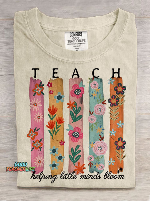 Back To School Summer Floral Teacher Casual Print T-shirt