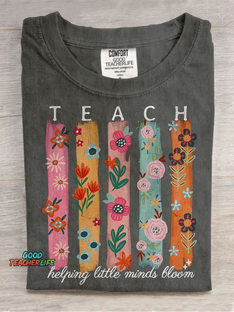 Back To School Summer Floral Teacher Casual Print T-shirt
