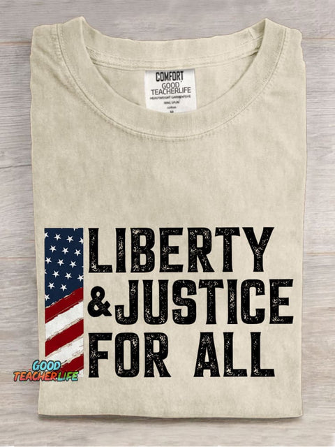 Liberty And Justice For All Casual Print T-shirt