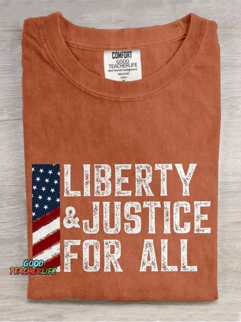 Liberty And Justice For All Casual Print T-shirt