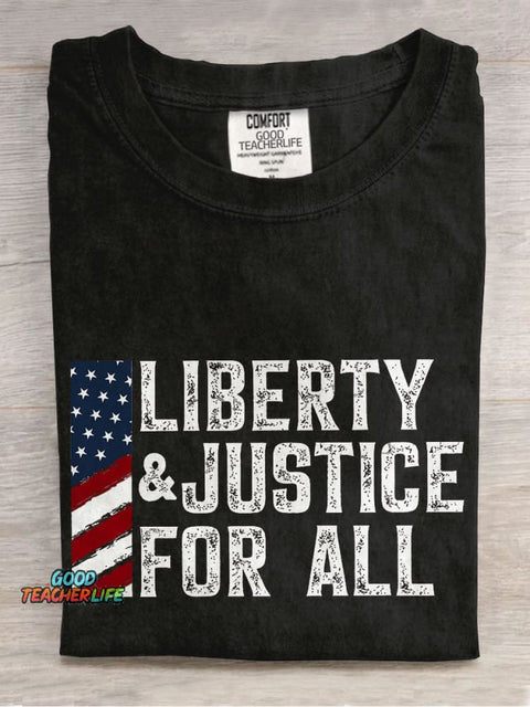Liberty And Justice For All Casual Print T-shirt