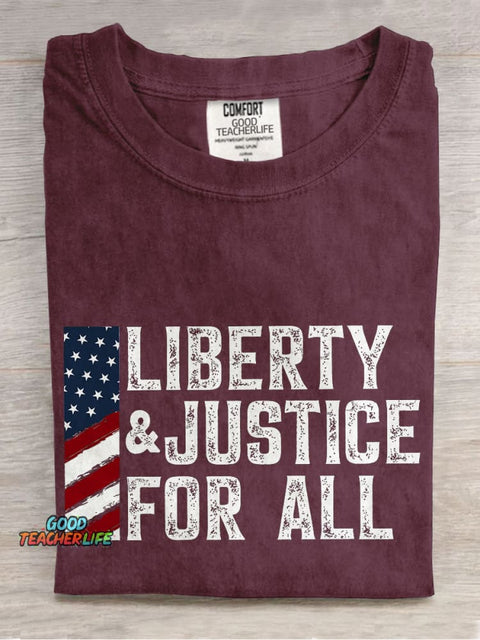 Liberty And Justice For All Casual Print T-shirt
