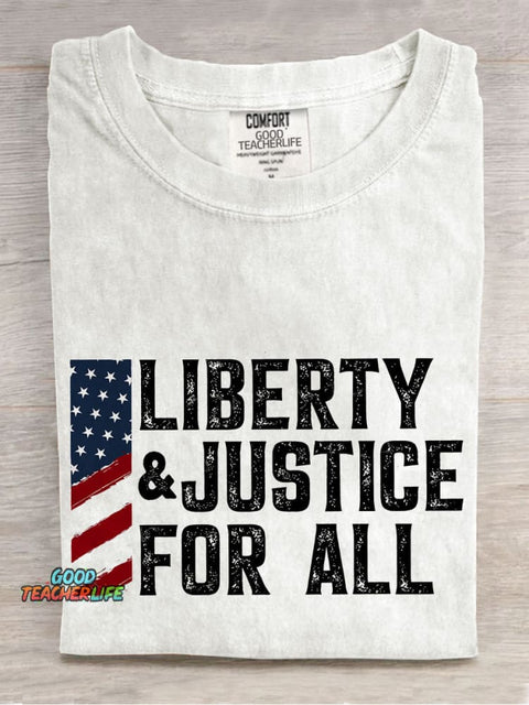 Liberty And Justice For All Casual Print T-shirt
