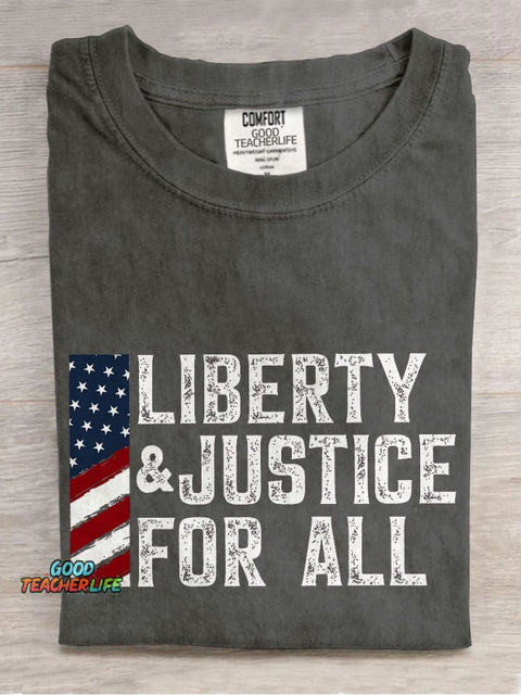 Liberty And Justice For All Casual Print T-shirt