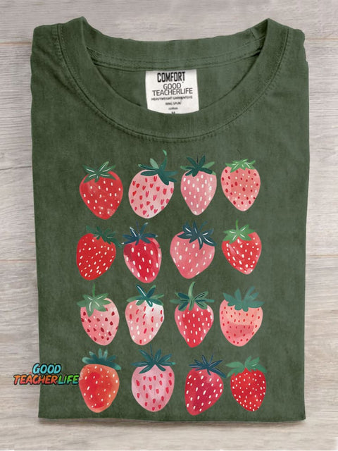 Cute Strawberry Casual Print T-shirt