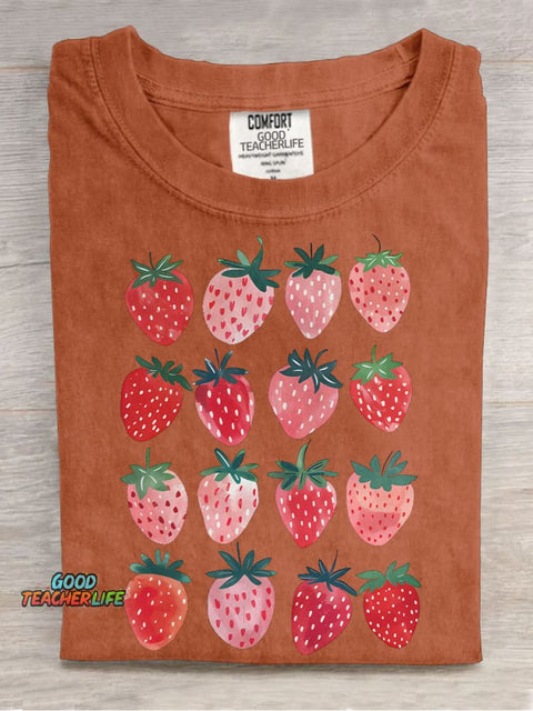 Cute Strawberry Casual Print T-shirt