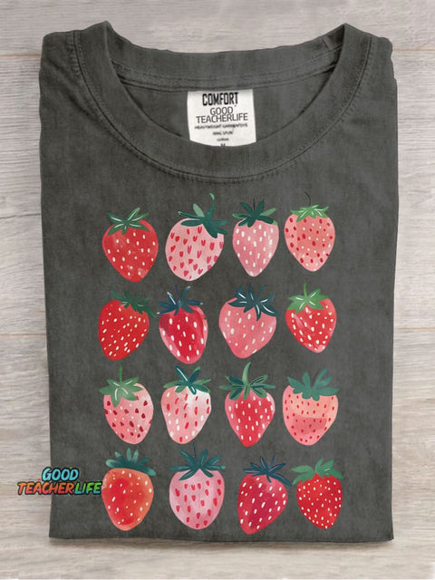 Cute Strawberry Casual Print T-shirt