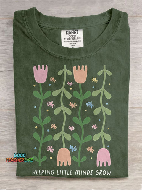 Helping Little Minds Grow Casual Print T-shirt