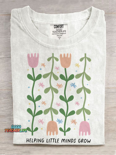 Helping Little Minds Grow Casual Print T-shirt