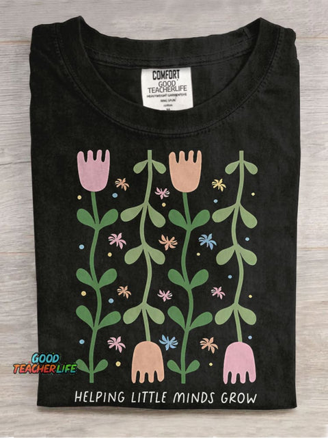 Helping Little Minds Grow Casual Print T-shirt