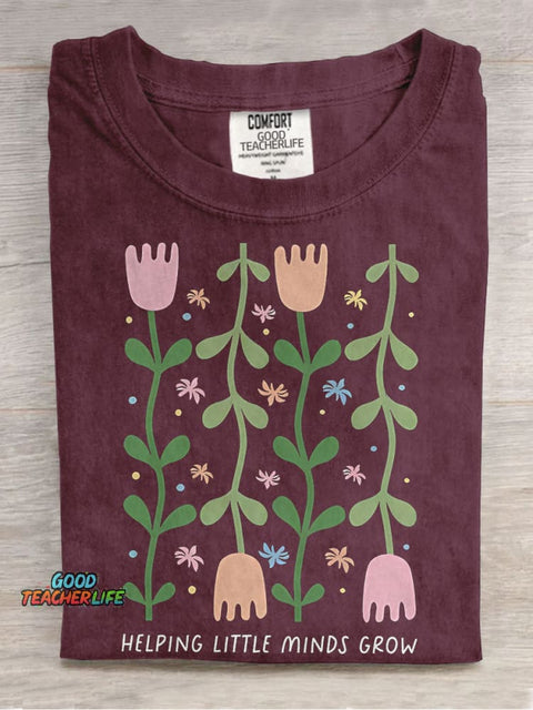 Helping Little Minds Grow Casual Print T-shirt