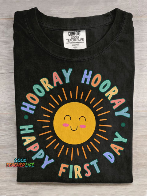 Happy First Day of School Sun Casual Print T-shirt