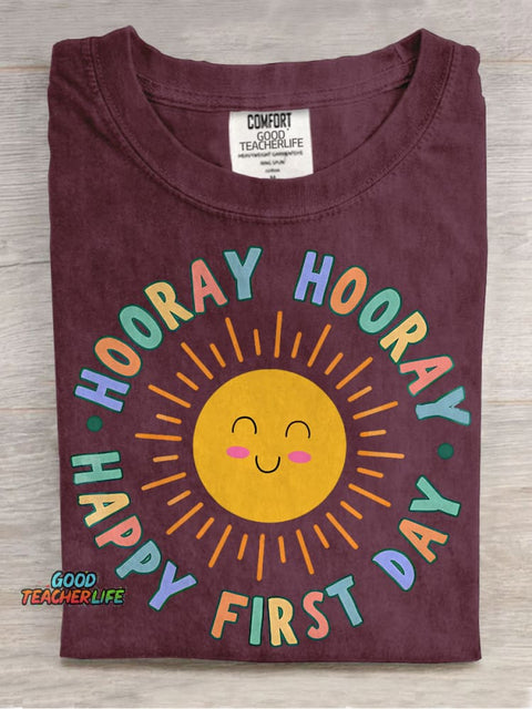 Happy First Day of School Sun Casual Print T-shirt