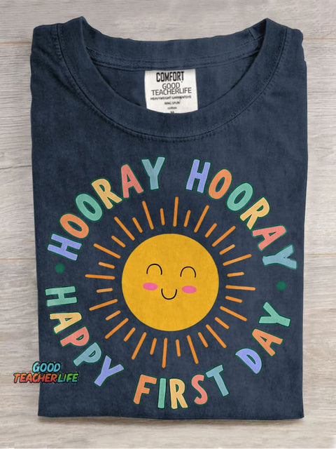 Happy First Day of School Sun Casual Print T-shirt