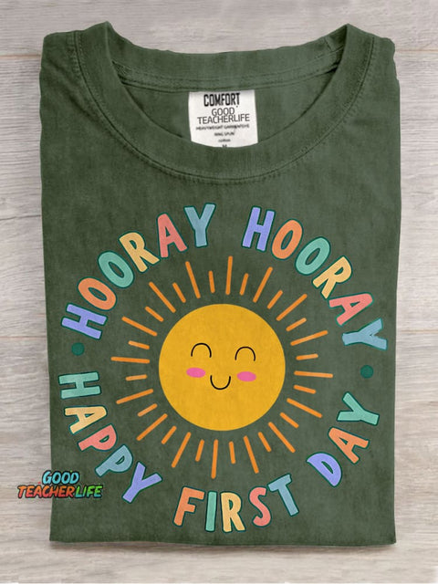 Happy First Day of School Sun Casual Print T-shirt