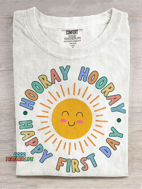 Happy First Day of School Sun Casual Print T-shirt