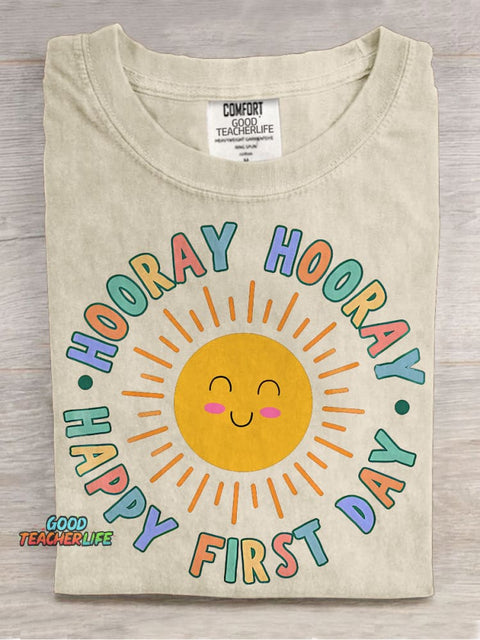 Happy First Day of School Sun Casual Print T-shirt