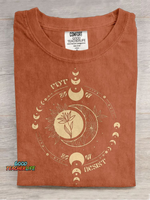Subtle Anti Fascist FDT Celestial Moon Political Casual Print T-shirt