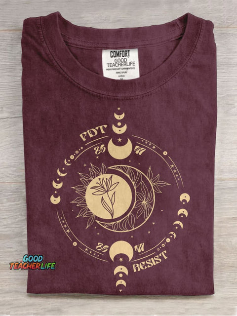 Subtle Anti Fascist FDT Celestial Moon Political Casual Print T-shirt