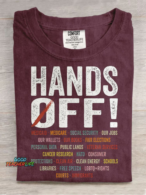 Hands Off Protest Casual Print T-shirt