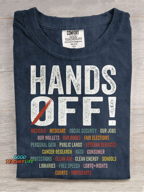 Hands Off Protest Casual Print T-shirt