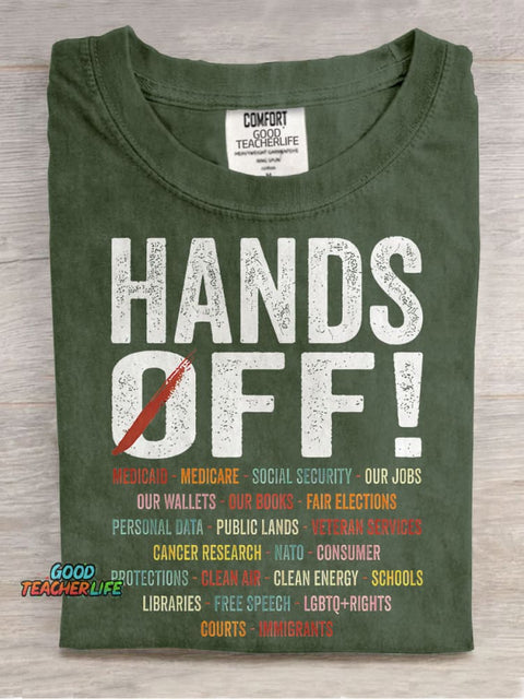 Hands Off Protest Casual Print T-shirt