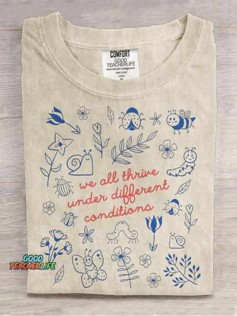 Special Education Teacher Neurodiversity Mental Health Casual Print T-shirt