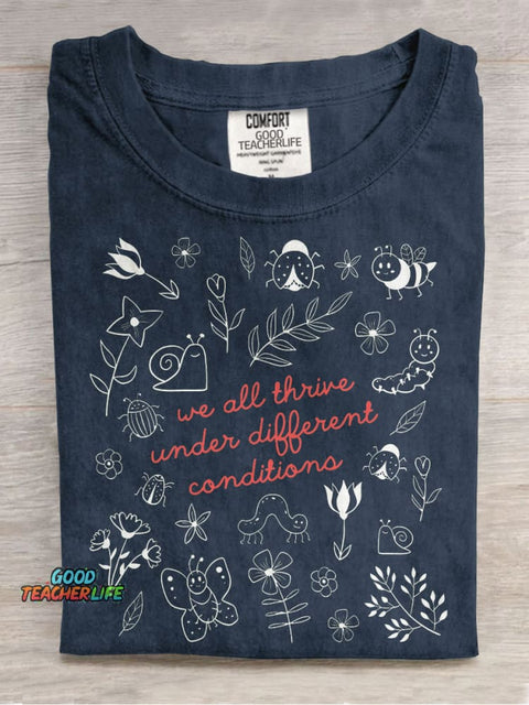 Special Education Teacher Neurodiversity Mental Health Casual Print T-shirt