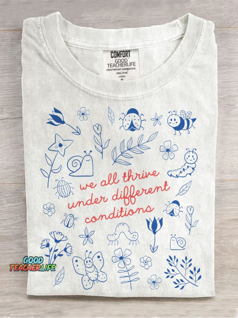 Special Education Teacher Neurodiversity Mental Health Casual Print T-shirt