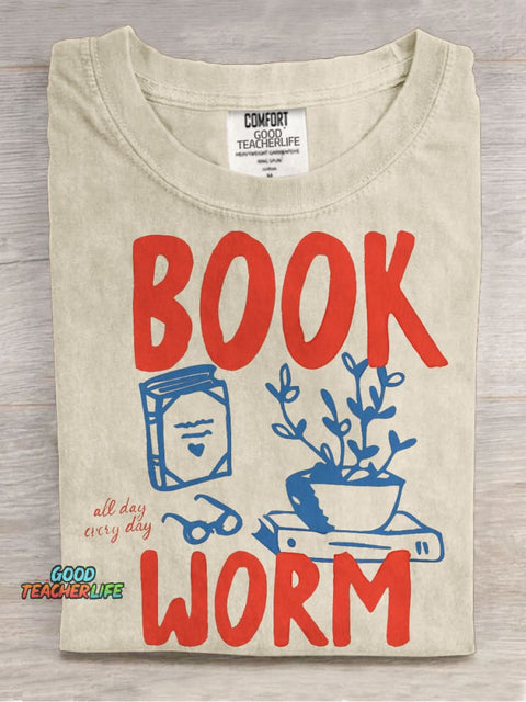 Book Worm Casual Print T-shirt
