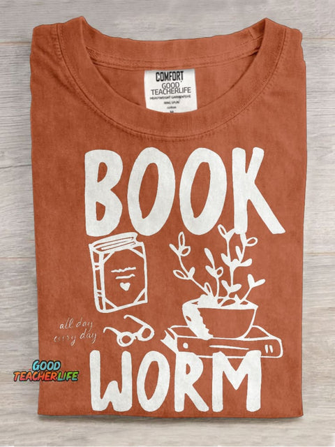 Book Worm Casual Print T-shirt